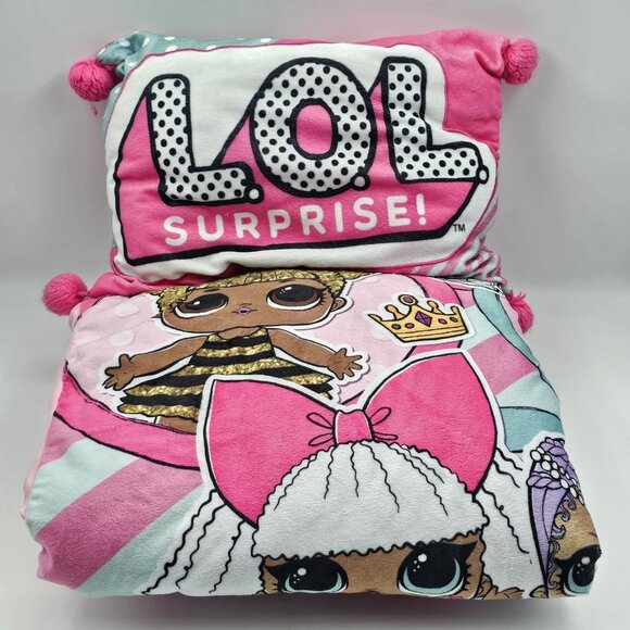 LOL Surprise Dolls Sleeping Bag w Pillow Set Rock & Roll Zip Pink 26 in x 46 in - Picture 1 of 16